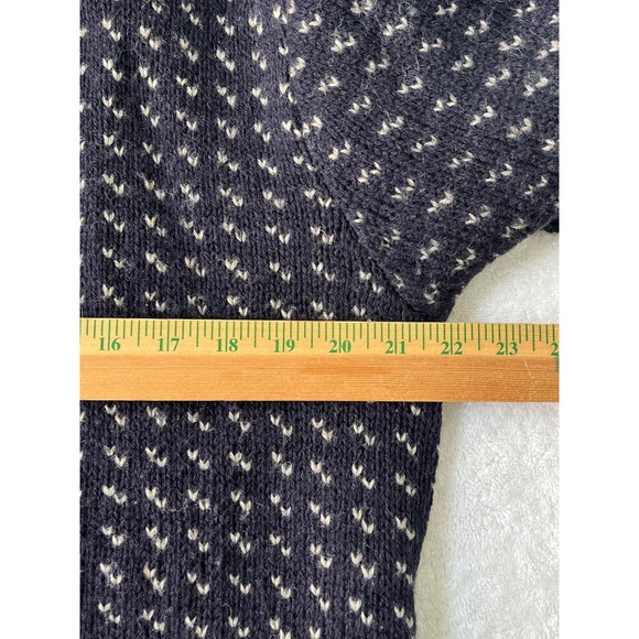 Vintage Eddie Bauer Mens Birdseye 100% Wool Sweater Navy Black Label Medium USA - Picture 5 of 7